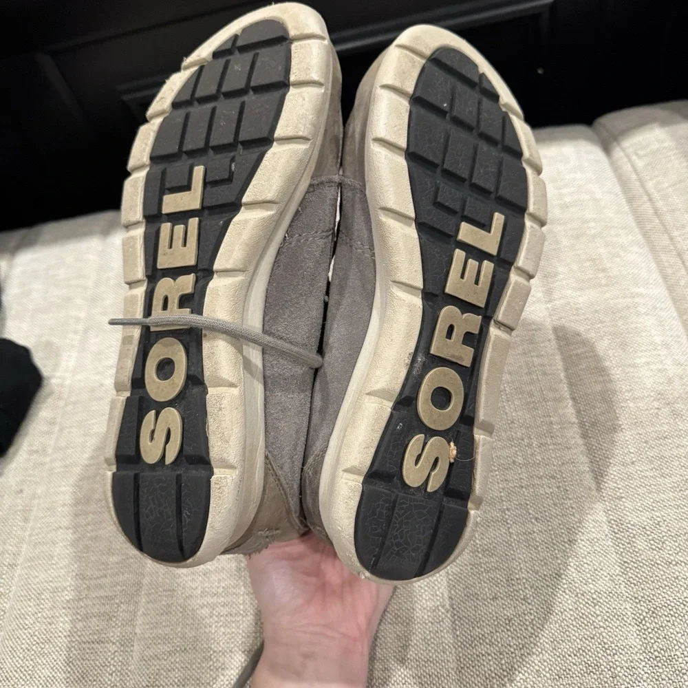 Sorel Explorer‎ Joan women's waterproof snow boots in gray suede 10